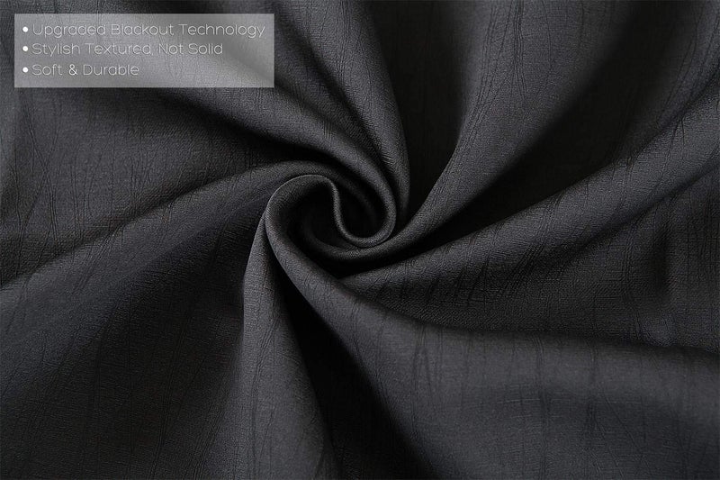 MIUCO Room Darkening Texture Look Blackout Curtain Panels for Office Set of 2 52x95 Inch Long Black - Image 3